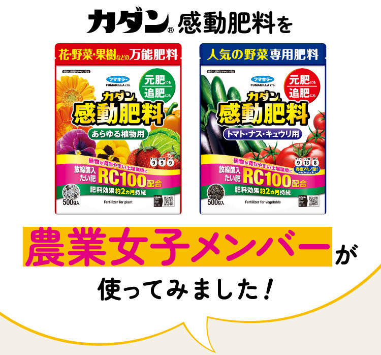 カダン感動肥料を農業女子メンバーが使ってみました！